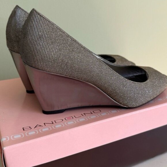 Bandolino Women's Silver Peep Toe Open Toe Wedges - Picture 3 of 4